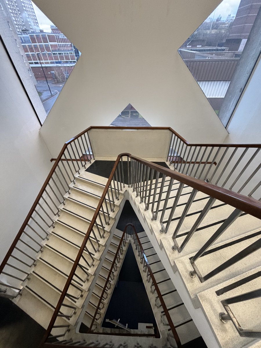 Have been volunteer training with St Andrew’s First Aid at Milton St HQ. Have seen it from outside many times. I did not realise was that it is an extremely rare building by Skinner, Bailey & Lubetkin. Photo of the Cross and Staircase designed by Berthold Lubetkin (1901-1990)