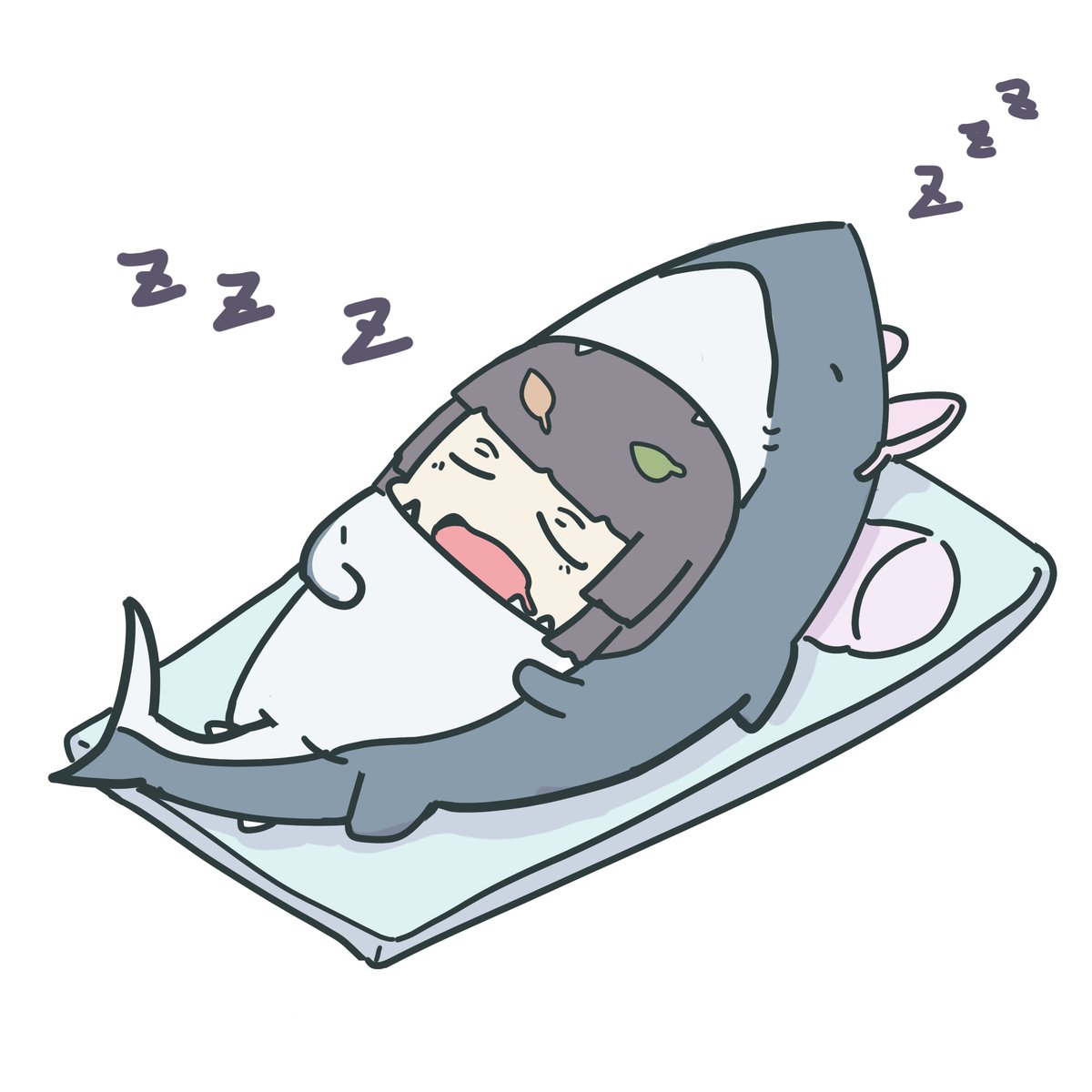 「おやすみのサメミユ 」|おむらいぬのイラスト