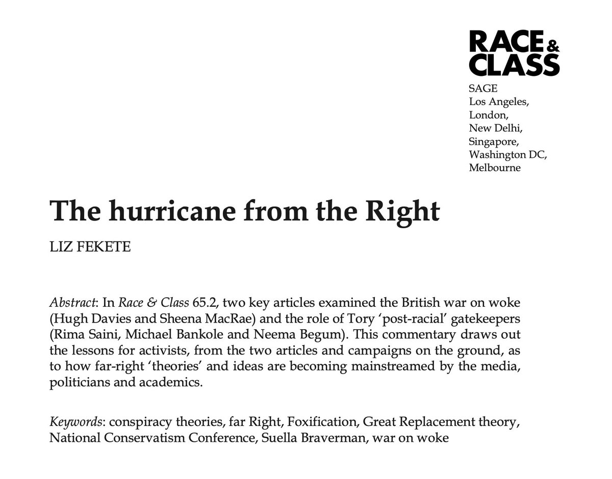 In this commentary, Liz Fekete draws on two previous articles from the last R&C (@huwcdavies & @wsi2016, @RimaSaini3105, @DrMikeBankole & @NeemaBegum) to comment on the shift of far Right ideologies from marginalised to mainstream and what lessons can activists learn from it.