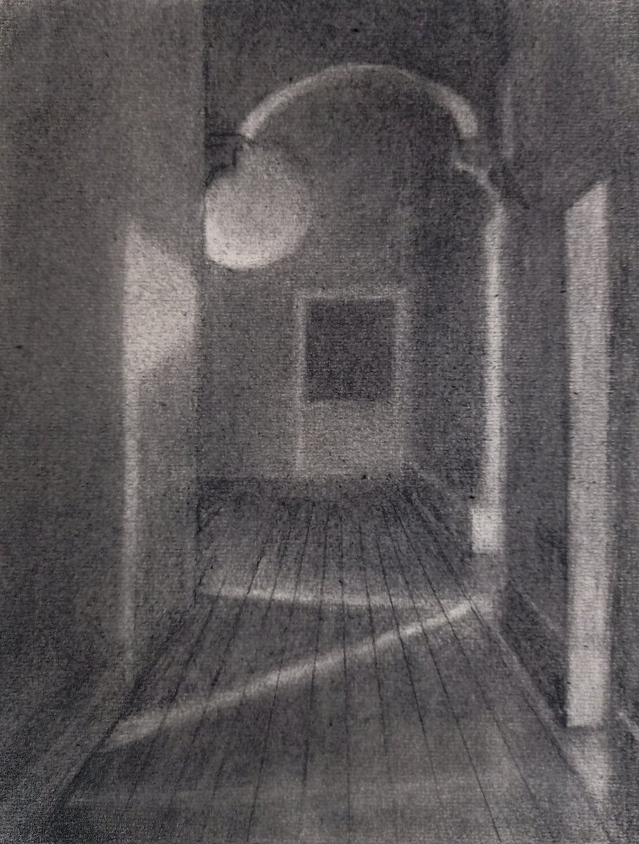 Hugh_Gillan's tweet photo. Hall, charcoal pencil on paper, 30cm X 23cm, 2024
#charcoaldrawing #interior #interiordrawing #tonalism #drawing https://t.co/l9tQ7AIawV