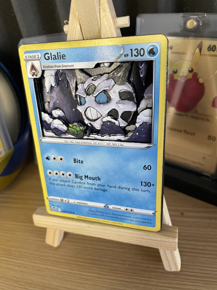 Custom3Dcards's tweet photo. Happy new year everyone!

Today’s #3d #card is #glalie from the #Silver #tempest set! This #Pokémon has definitely brought #winter with it to the #uk 

#pokemoncards #3dpokemoncards #silvertempest #snorunt #etsy #pokemontcg #snow  #ice #cave #blue #gen3 #hoenn https://t.co/tJ91jyDuOI