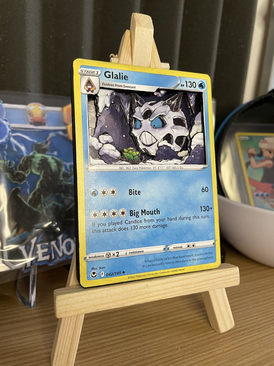 Custom3Dcards's tweet photo. Happy new year everyone!

Today’s #3d #card is #glalie from the #Silver #tempest set! This #Pokémon has definitely brought #winter with it to the #uk 

#pokemoncards #3dpokemoncards #silvertempest #snorunt #etsy #pokemontcg #snow  #ice #cave #blue #gen3 #hoenn https://t.co/tJ91jyDuOI