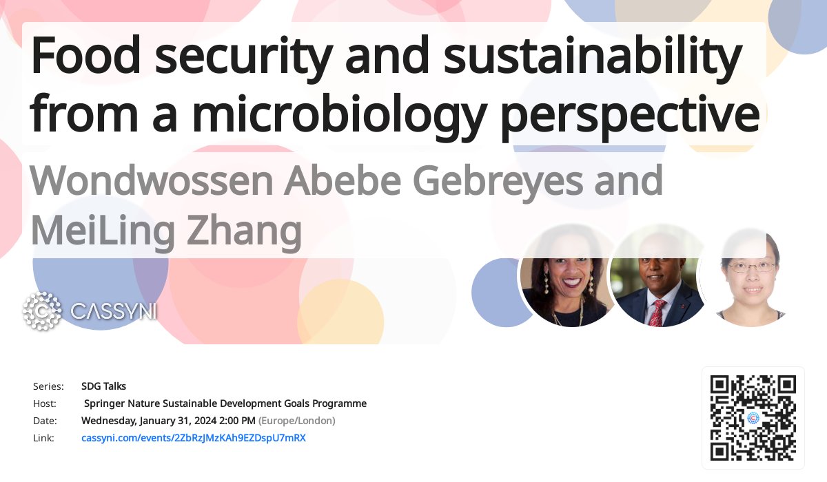 Join us at our upcoming webinar 'Food Security and Sustainability from a Microbiology Perspective' with @GebreyesOSU and Dr. MeiLing Zhang (Senior Editor, Microbiome), and chaired by Dr. Karen Nelson 🗓️ Wednesday 31st Jan 2024 ⏲️ 14.00 PM (Europe/London) cassyni.com/events/2ZbRzJM…