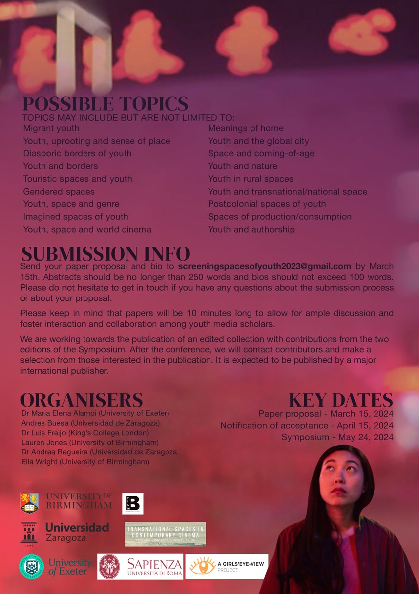 Happy to announce that the ✨2nd Screening Spaces of Youth✨ will take place on May 24th and the CFP is now open.