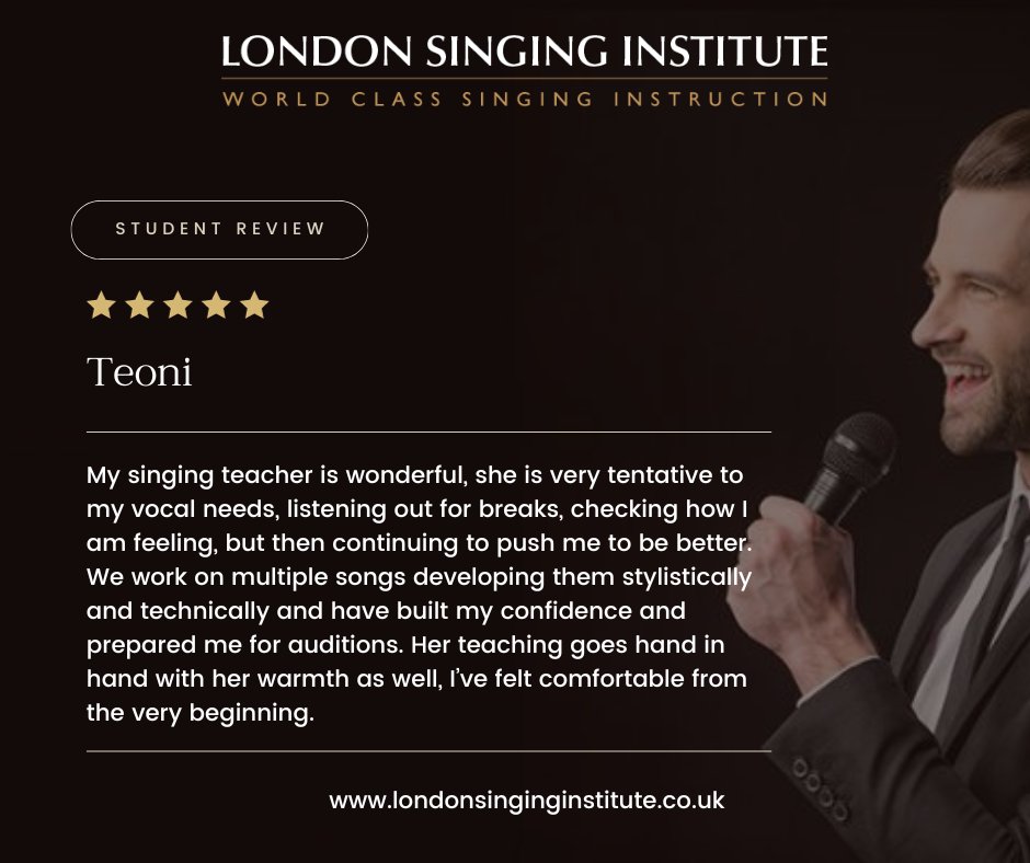 LondonSingInst's tweet image. Big thanks to our awesome student for the fantastic review! 🙏

Your feedback inspires us to keep making musical dreams come true. 🎵 

Enrol your singing lessons now at London Singing Institute!

londonsinginginstitute.co.uk

#LondonSingingInstitute #SingingLessons #LearnToSing
