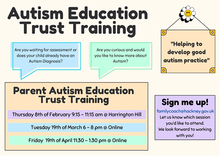 PARENTS AND CARERS!!! Free training alert!!! Hackney family coaches are running @AutismEducatio1 training! book on to your slot by emailing familycoach@hackney.gov.uk and learn more about autism @HackneyCarers @hiphackney @HackneyTalk @HackneyHITsquad