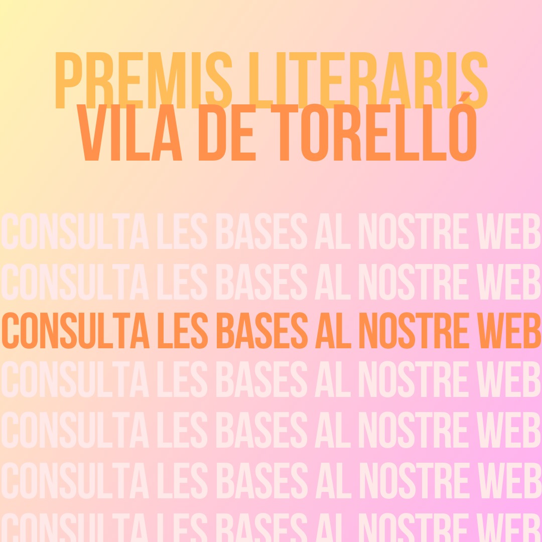 adetcultura's tweet photo. 🖊️ Arriba una nova edició dels Premis Literaris Vila de Torelló.

🗓️ Els treballs es poden presentar fins al 23 de febrer.

🥇 Els primers premis de narrativa i poesia estan dotats amb 1.000 euros. Hi haurà un accèssit per categoria.

ℹ️ Les bases, a https://t.co/OtGuiWjmwP. https://t.co/dnMpfU427y