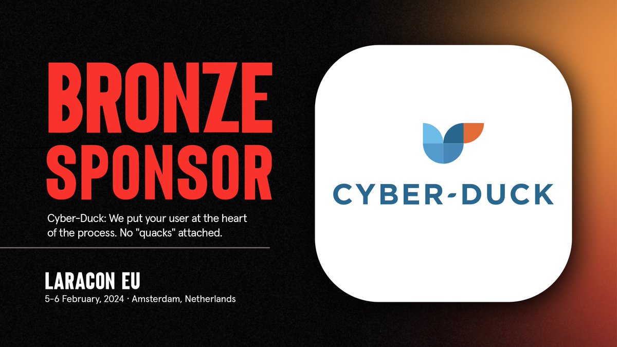 📢 new SponsorAnnouncement  

Cyber-Duck – We put your user at the heart of the process. No "quacks" attached. 🦆

learn more here 👉 cyber-duck.co.uk