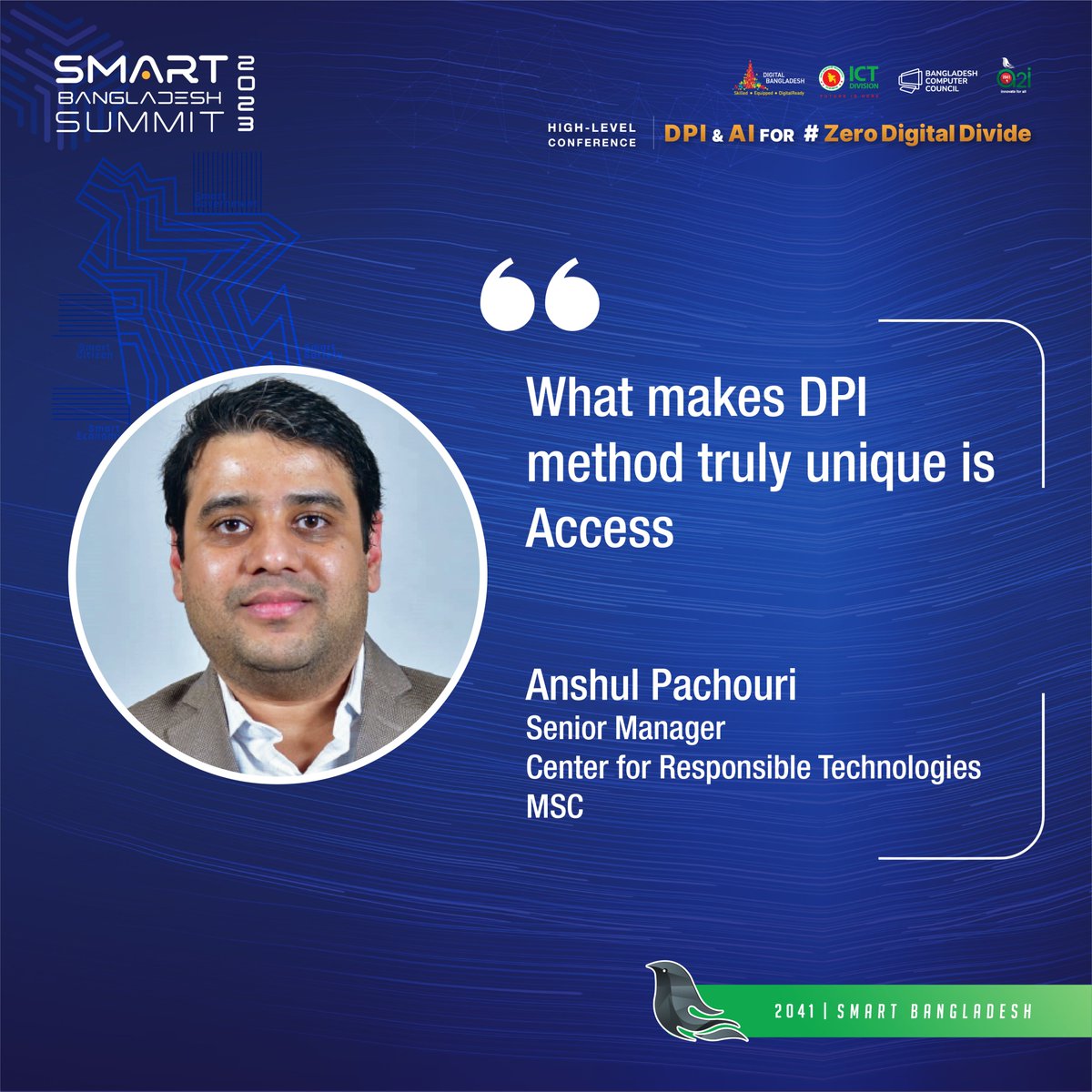 a2i_bd's tweet photo. 🗨️@anshulpachouri, Senior Manager of the @MicroSave on the High-Level Conference on DPI &amp; AI for #ZeroDigitalDivide. 
#SmartBangladesh2041 #LeaveNoOneBehind #DPI #DPIforAll #AI #AIforAll #Governance #InclusiveTech 
#IamtheSolution #CircularCashless #Govepreneur #ZeroDigitalDivide https://t.co/zIiedwZZHl