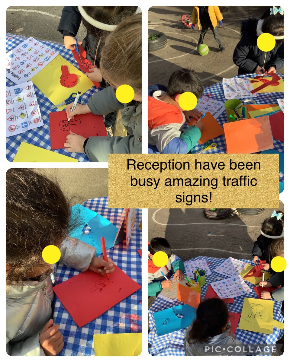Robin and Sparrow have been reading stories about transportation. The children decided to make traffic signs to use on their bike track. 🚦⛔️🅿️🚫