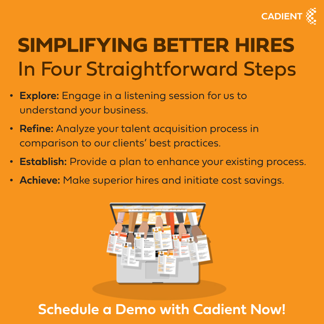 Optimize hiring in 4 steps! Explore with us in a session, refine your process, establish a tailored plan for superior hires and cost savings. Simplify your success path with Cadient Talent: cadienttalent.com/contact?utm_so… #EfficientHiring #TalentAcquisition