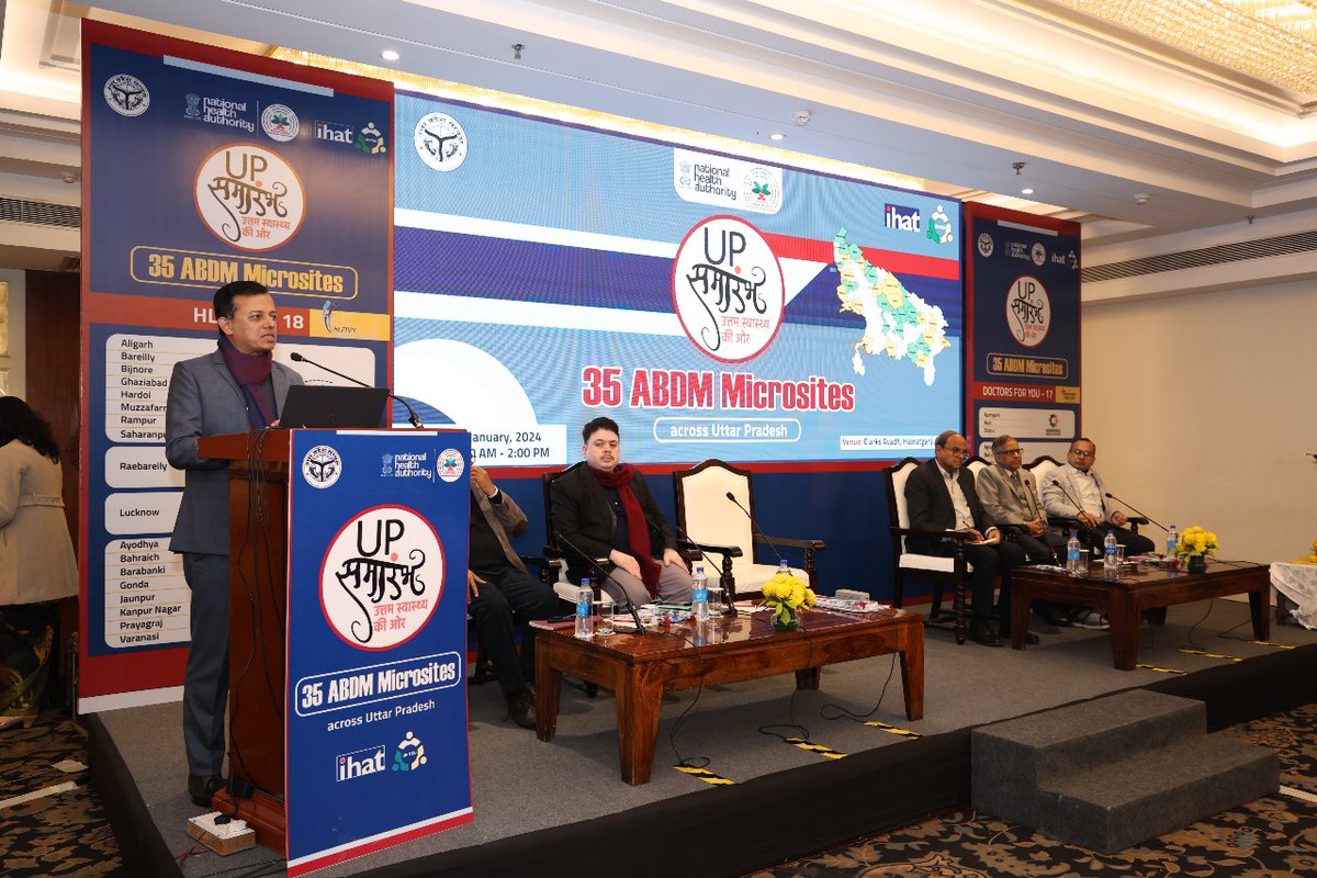 AyushmanNHA's tweet photo. 35 #ABDM_Microsites launched in UP!
Shri. Partha Sarthi Sen Sharma, Principal Secretary, Department of Medical, Health & Family Welfare, GoUP graced the UP Microsites launch event - Samarambh held in Lucknow on 15th Jan 2024.
#ABDM https://t.co/khIjYGCi4f