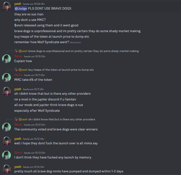 HMitglied's tweet photo. So something spicy here @BraveDogsNFT and @adalot_io 

Somehow im seeing more and more FUD from Jupiter Analysts towards Brave Dogs (MKC always gets recommended, they have a Channel in JA Discord)

This is kinda weird anybody got a Opinion on this Situation? Post Below https://t.co/G2R4hZIvXr