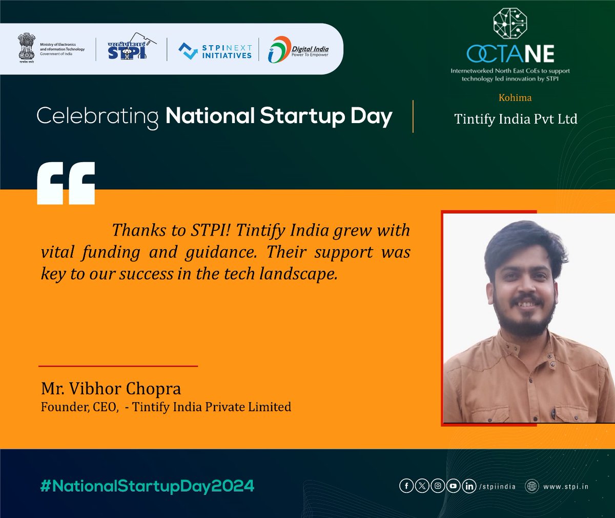 Celebrating the success of #OctaNE CoE #Startup on the occasion of National Startup Day! #NationalStartupDay2024 #TheNextWave #STPIStartupEcosystem @Rajeev_GoI @GoI_MeitY @arvindtw