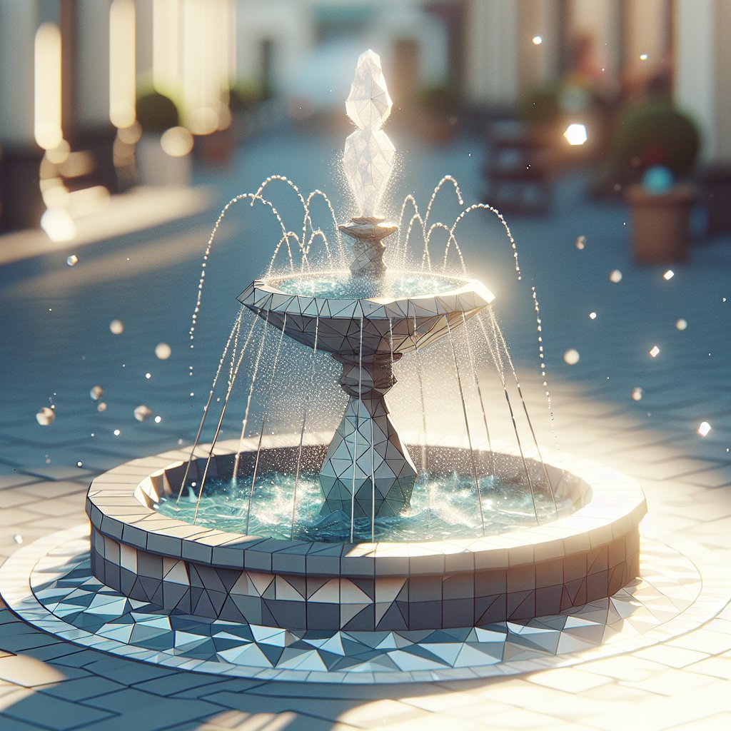 Model: Dall·E 3
Focal point: Fountain
Image style: Realistic (Low Poly)
#AI #AiArt #LowPolyArt #FountainDesign #GeometricPatterns #SunlightReflections #SereneSpaces #WaterJet #MinimalistArt