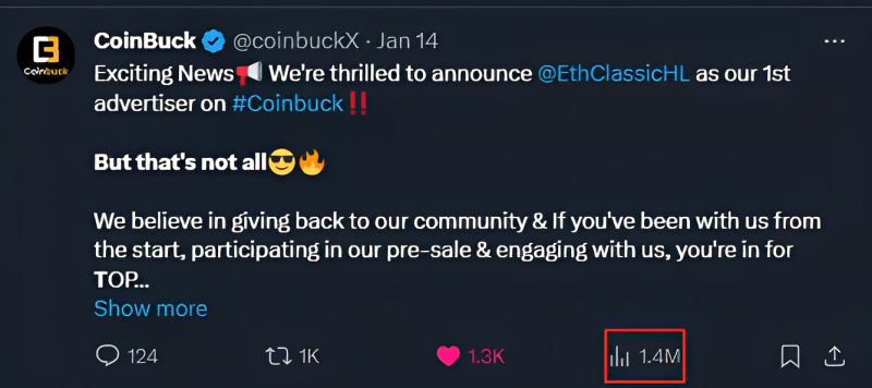 coinbuckX's tweet photo. 📢This is real #CommunityPower 💪😎
@EthClassicHL, our 1st advertiser got 1.4 Million views with just a single post from #Coinbuck‼️👑 
⚡️⚡️⚡️
This is real #organic reach at a fraction of what you pay for #paidpromotions🤑💰
So $BUCK up, as the #BUCKREVOLUTION is just beginning🔥📈
