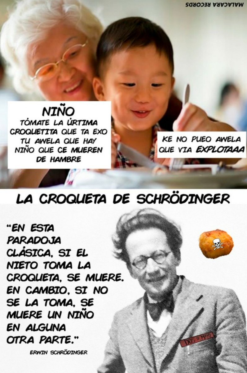 malacarasev's tweet photo. EN ER DIA DE LA CROQUETA REVISITAMOS LA CROKETA DE SCHRODINGER https://t.co/TfYqad0JEU