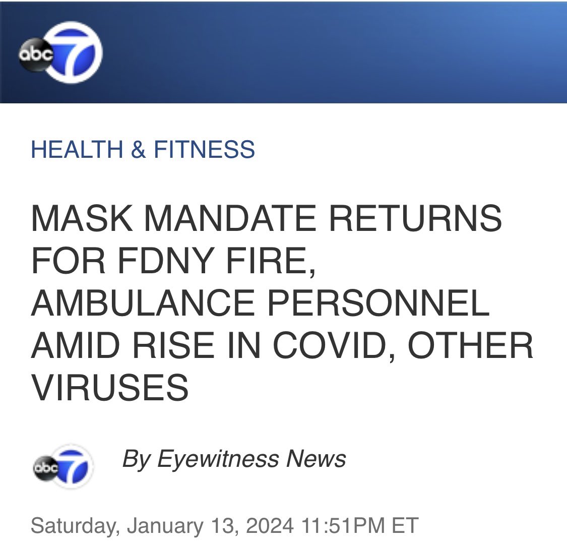 ‼️New York führt die Maskenpflicht für Feuerwehr und Krankenwagen Personal wieder ein.
Grund ist der starke Anstieg von Covid19 und Atemwegs Infektionen.
Vor einigen Tagen wurde bereits die Maskenpflicht in Krankenhäusern eingeführt.
#Maskenpflicht
#BringbackMasks
#CovidIsNotOver…