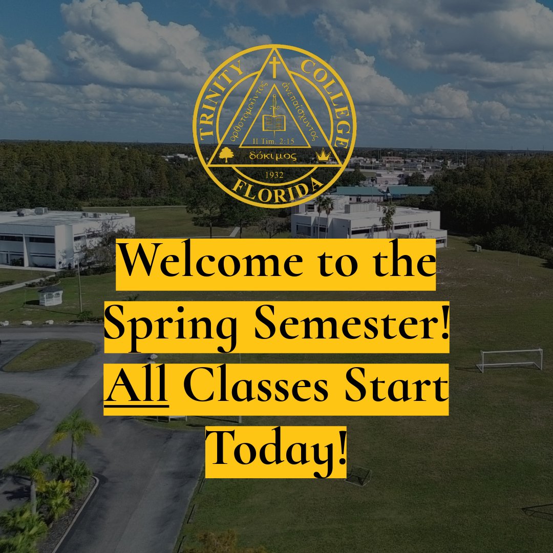 trincollegefl's tweet photo. Welcome to the Spring Semester! All Classes Start Today | Spring A Begins | Quest, Access, Online, and In-seat  
https://t.co/wJdj0Qphrh https://t.co/hATJjTujAk