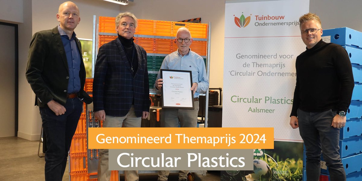 Gefeliciteerd! Circular Plastics is genomineerd voor de Themaprijs Circulair Ondernemen. <a href="/GreenportA/">Greenport Aalsmeer</a> is dit jaar de regionale partner en mede-organisator van de themaprijs ‘Circulair Ondernemen’.
#TOPtuinbouw #tuinbouwondernemersprijs #ondernemersprijs #topondernemer