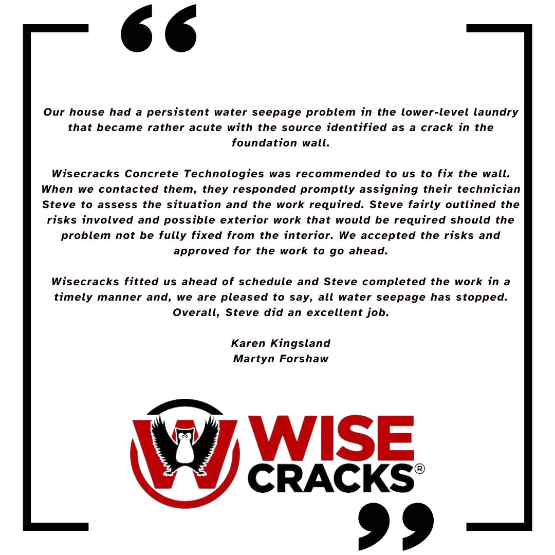 wisecrackscom's tweet photo. Testimonial Tuesday! Thank you for this great review Karen and Martyn!
#testimonialtuesday #testimonial #thanks #basementwaterproofing #drybasement #leakybasement #homerepair #foundationrepair #concreterepair #sumppumps #realestate https://t.co/TBPWzvNW7q