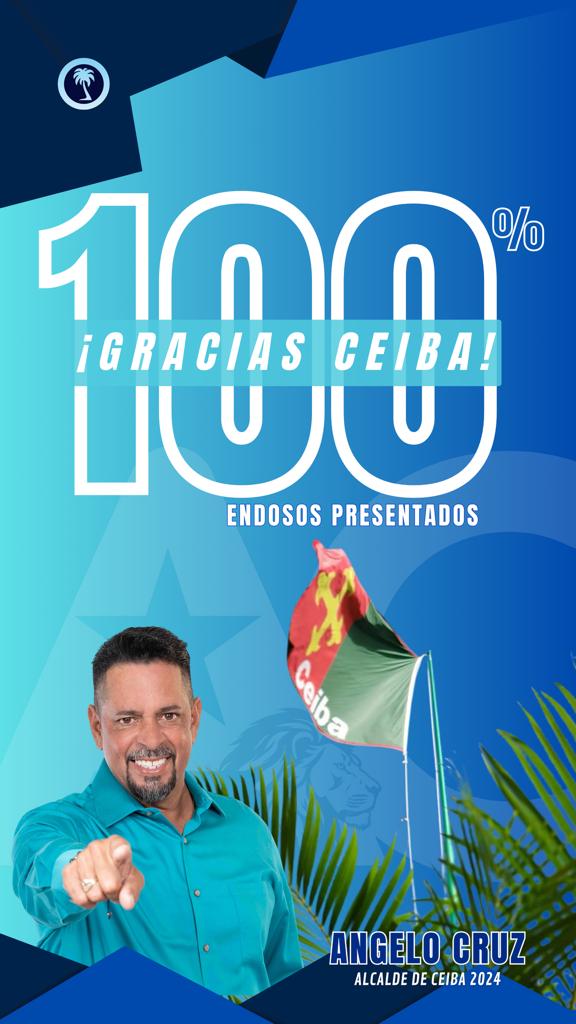 ¡Agradezco enormemente el respaldo de todos los ceibeños!

Con alegría les anuncio que hemos completado los endosos. Valoro profundamente cada llamada de las familias que desean sumarse a este importante paso hacia un Ceiba mejor. 
- AC #ElLeondelEste🦁 #TrabajandoJuntosporCeiba