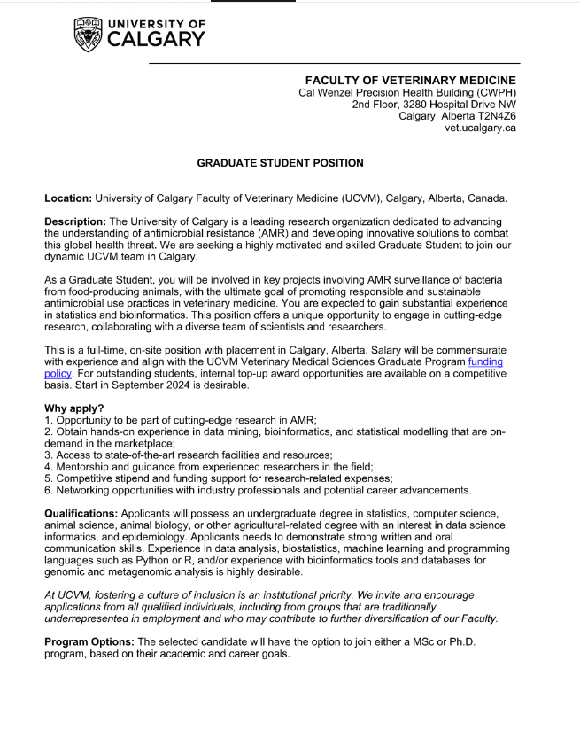 olumuyiwaayo's tweet photo. Copied*

Calling All Students Passionate About Antimicrobial Resistance! 🐾💊

Are you a student with a passion for data analysis and a desire to make a real impact in the field of antimicrobial resistance??? We're on the lookout for a dedicated individual like yourself to join our team!

If you're ready to take on this exciting challenge, check the job ad attached!