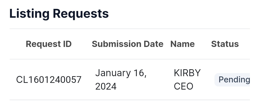#KIRBYCEO pleased to re-submitted for listings on <a href="/Coingecko/">CoinGecko</a> with request ID: Coin Listing (KIRBY CEO) (CL1601240057).

Gecko terminal: geckoterminal.com/bsc/pools/0x67…

#KIRBY #COINGECKO #ELONMUSK #BNB #BULLRUN $KIRBY