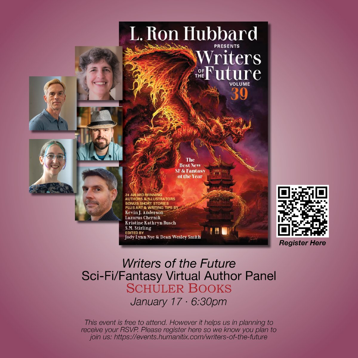 WotFContest's tweet photo. RSVP here https://t.co/tuOAN9QdVF with award-winning authors and artists #DavidHankins, #SarahMorrison, #JasonPalmatier, #ElaineMidcoh, and #TJKnight.
Join us for the #WritersoftheFuture Sci-Fi/Fantasy Virtual Author Panel on Jan 17, 2024, at 6:30 pm (Online). https://t.co/Gq3zH8xyJ4