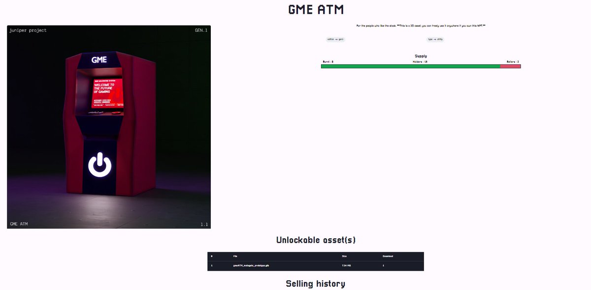 0xjuniper.eth 🛸 (@ethjuniper) on Twitter photo If someone has Metagate and GME ATM. If you want to do some testing I token-gated Metagate Prototype GME ATM there. 👀
This is just for testing purposes. I still need to do better and more low-poly version of it for Metagate. 🛠️
<a href="/Voyage_AR/">VoyageAR</a> <a href="/ProtocolGemini/">Protocol: Gemini</a> <a href="/BettyExplorer/">Master Betty</a> If someone has Metagate and GME ATM. If you want to do some testing I token-gated Metagate Prototype GME ATM there. 👀
This is just for testing purposes. I still need to do better and more low-poly version of it for Metagate. 🛠️
<a href="/Voyage_AR/">VoyageAR</a> <a href="/ProtocolGemini/">Protocol: Gemini</a> <a href="/BettyExplorer/">Master Betty</a>