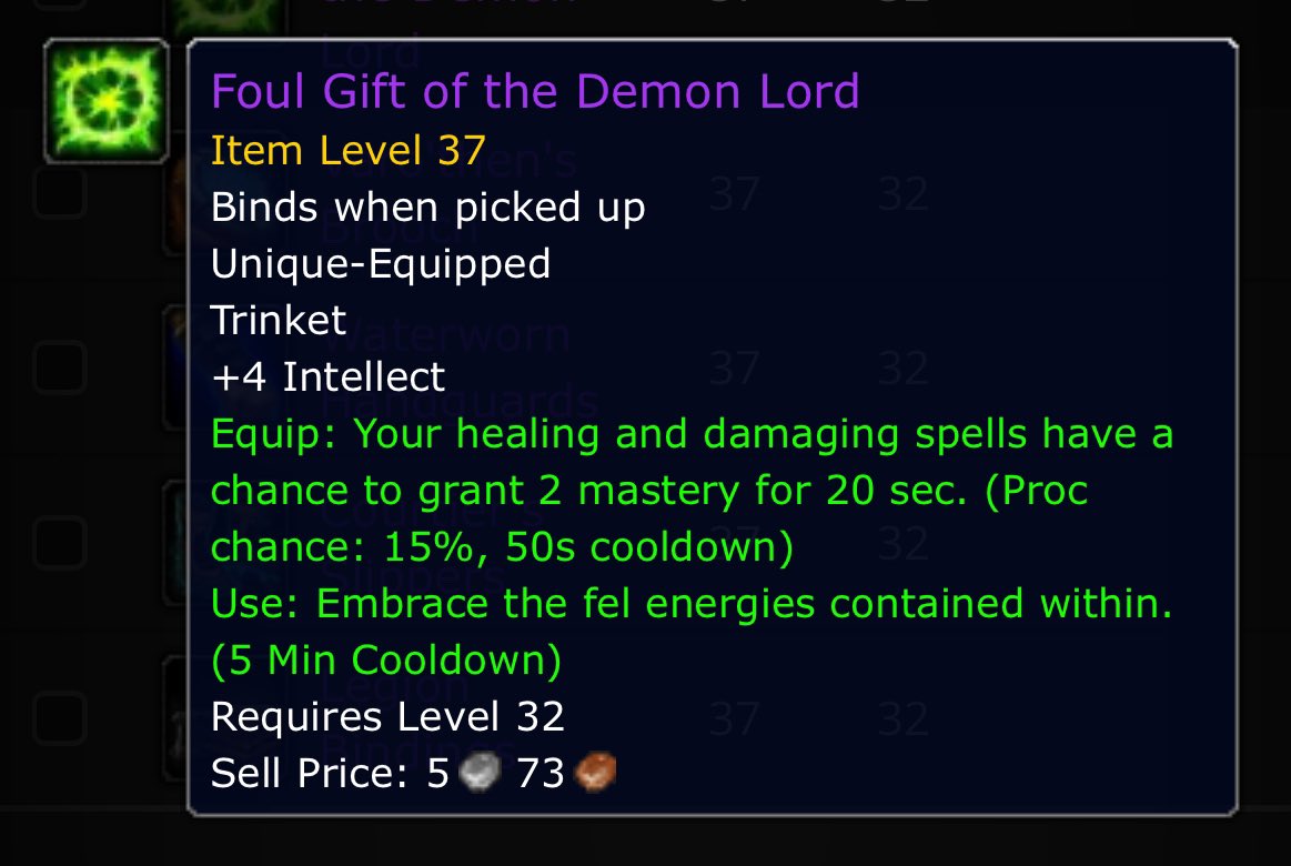 Dawo52's tweet photo. @RaiderIO_WoW From the Well of Eternity, this trinket got stuck inside my head ever since https://t.co/muCH2zJwU5