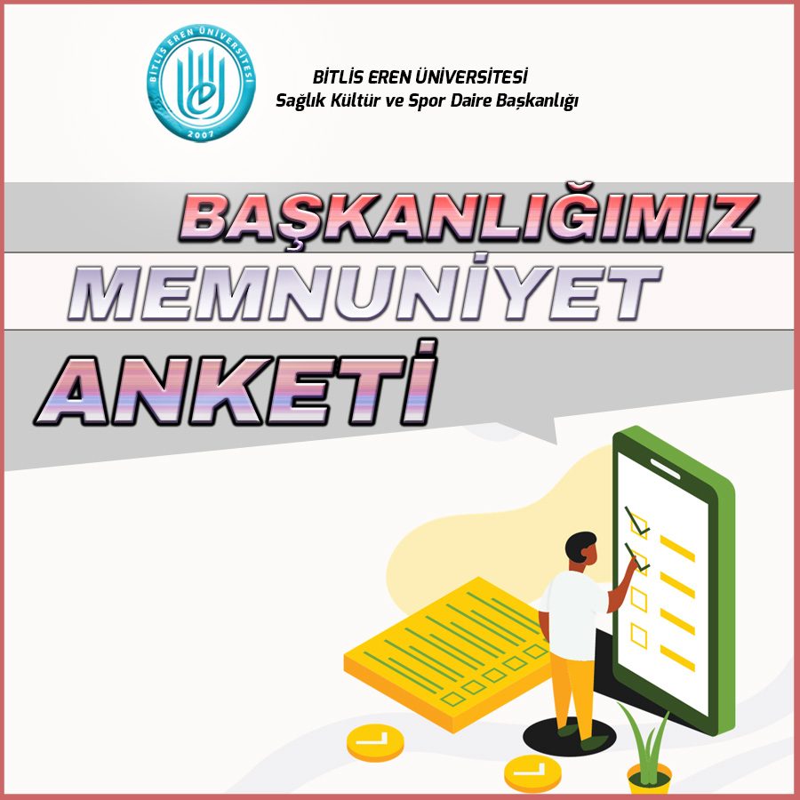 Başkanlığımız Bünyesinde Yürütülen Hizmetlere Yönelik Memnuniyet Anketi

Daire Başkanlığımız tarafından sosyal ve sportif tesislerimizde sunulan hizmetlere yönelik memnuniyet düzeylerinin belirlenmesi amacıyla memnuniyet anketi hazırlanmıştır. 
beu.edu.tr/idari/daire-ba…