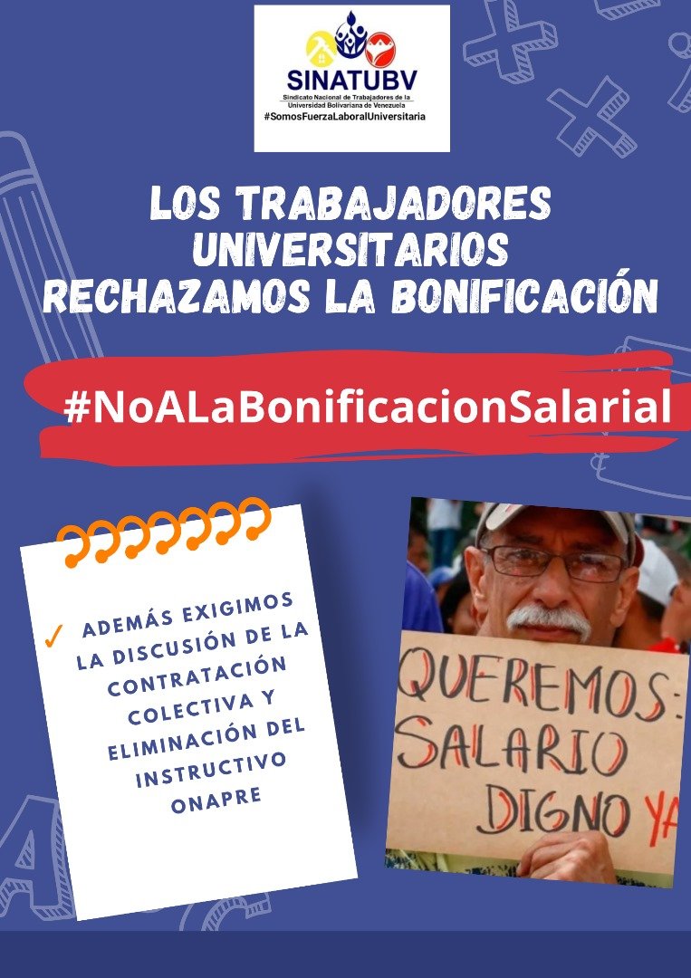 Hoy  #martes y todos los días, trabajadores universitarios nos mantenemos en la lucha y exigir #NoALaBonificacionSalarial que perjudica nuestros ingresos económicos #SalarioMinimo que sea real y no ficticio señor presidente <a href="/NicolasMaduro/">Nicolás Maduro</a> <a href="/TarekWiliamSaab/">Tarek William Saab</a> <a href="/delcyrodriguezv/">Delcy Rodríguez</a>