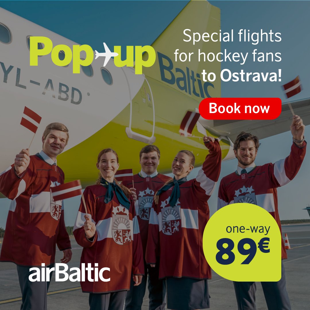 Fly to #Ostrava and cheer for team Latvia in the Ice Hockey World Championship 2024! 🏒 From May 11 to 22 we will perform special Pop-Up flights to Ostrava so you can immerse yourself in the electrifying atmosphere of this spectacular event! 💺 Secure your seat for a fixed…