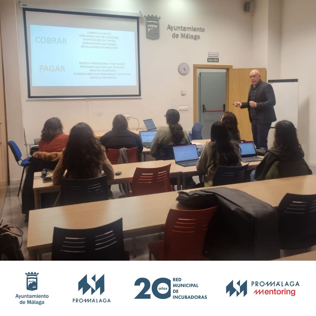 promalaga's tweet photo. 2024 ha empezado fuerte para los #emprendedores de #PromálagaMentoring. La semana pasada asistieron al taller de marketing y ahora, al de #finanzas con @ManoloQuesada_. Se centró en la #solvencia, en cómo generar los recursos económicos necesarios para responder a los compromisos https://t.co/yoq1dxTmOG