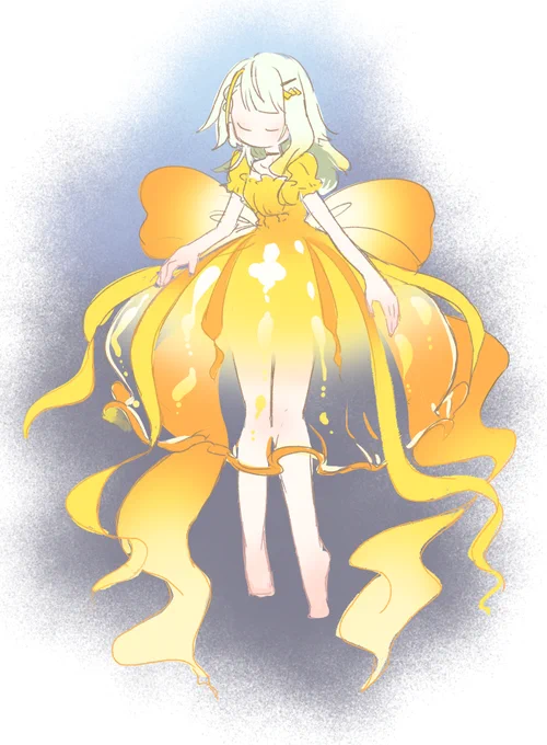 公式はクラゲ好きって言ったので何となくクラゲっぽい感じのを。初描きが公式衣装じゃないのは本当に申し訳ないと…つのせことねちゃんです