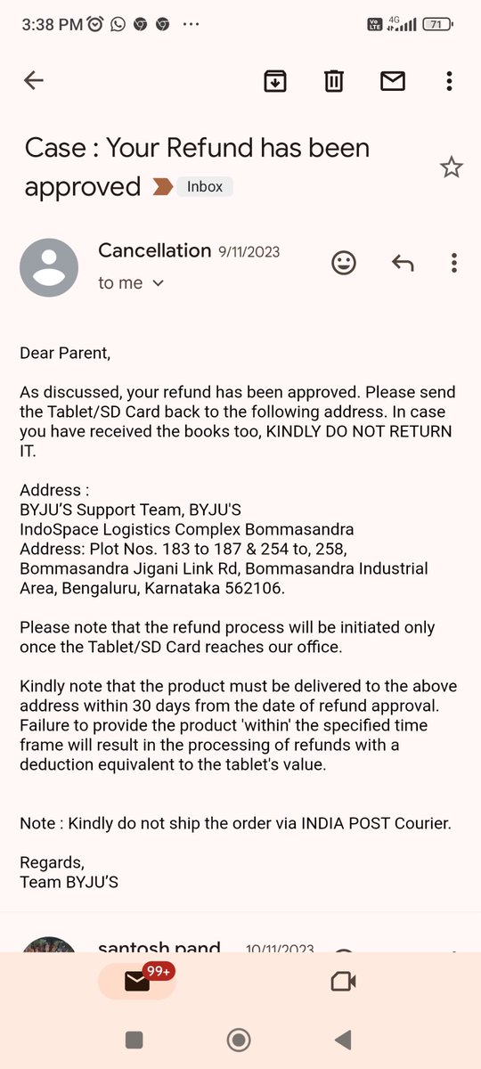 santoshpnd09's tweet photo. @BYJUS My mo no 7698814673 , byjus team not responding regarding of cancel EMI or Refund amount. I am not happy with your service. I have seen that scammed with me from byjus. https://t.co/lts6o35kyw
