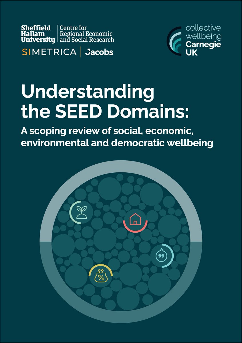 📣 Our wellbeing scoping review has now been published. In partnership with Simetrica Jacobs, we synthesised the existing evidence on @CarnegieUKTrust's four domains of wellbeing – social, economic, environmental and democratic (SEED). Read the review👉bit.ly/3SmzDpC.