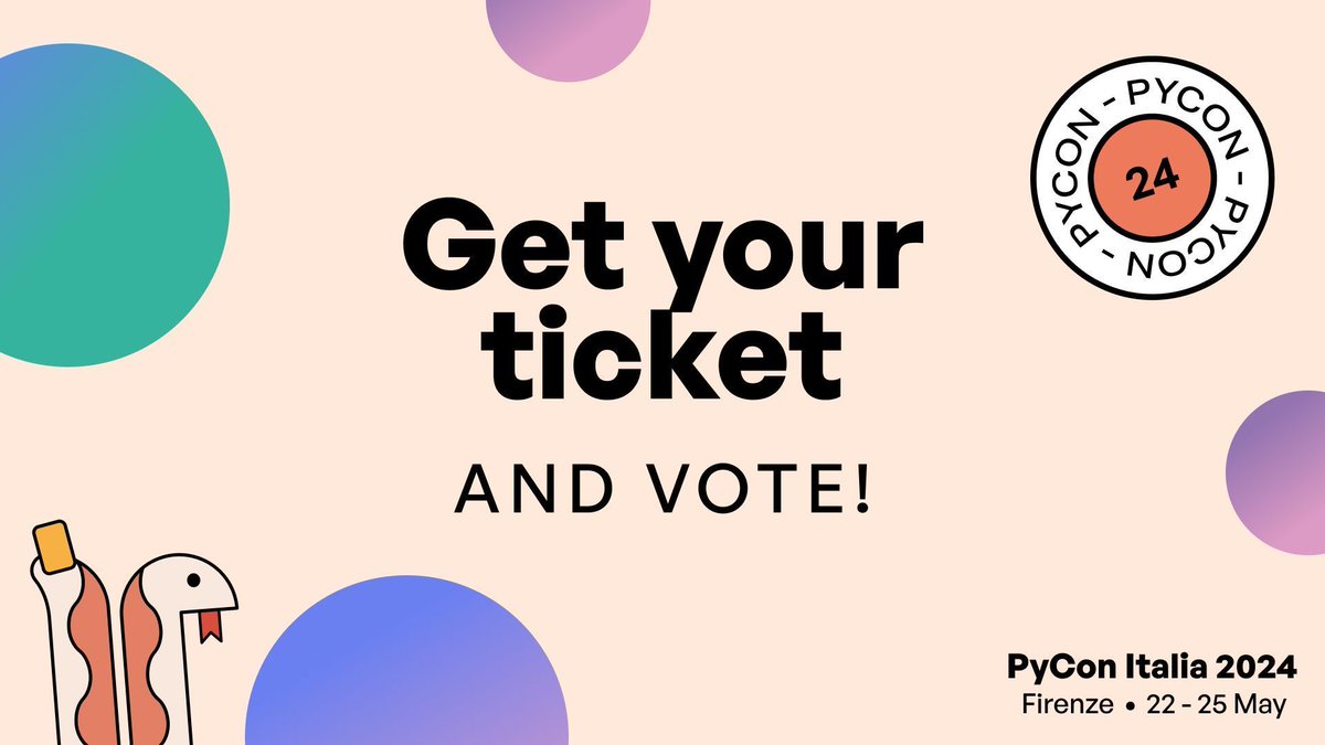 Want to see more of what you love at PyCon Italia? Now's your chance! Buy your PyCon Italia ticket today and vote on the talks and workshops that excite you the most! Help us build a program that represents our community. Buy your ticket and vote: buff.ly/3Teekat