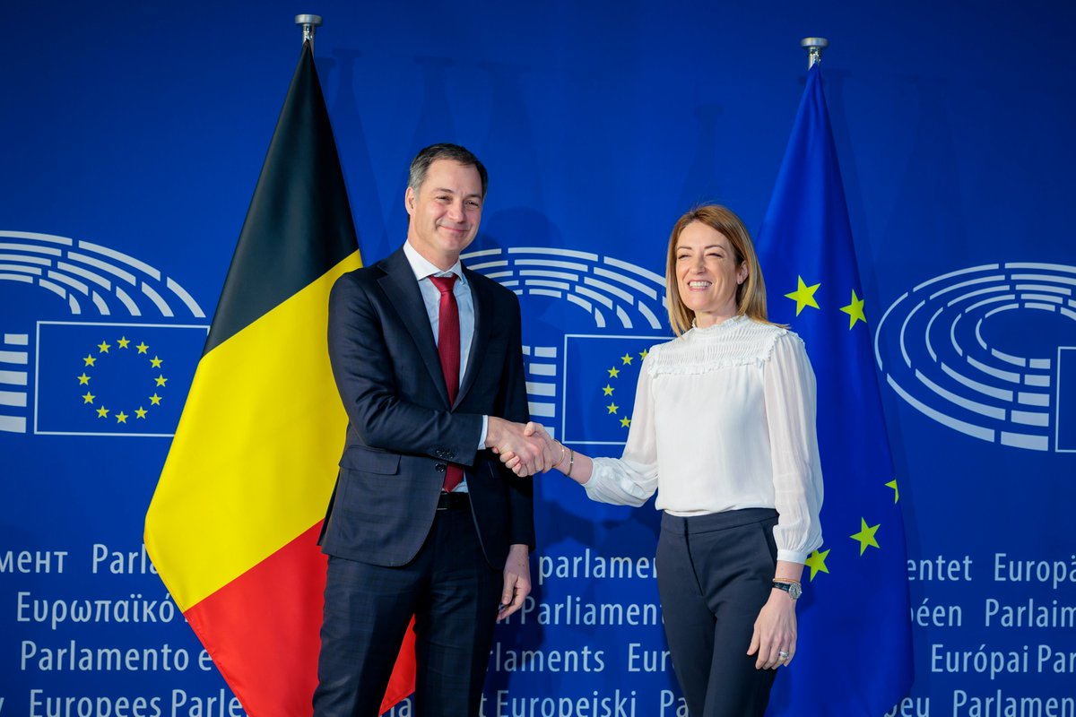BelgiumMFA's tweet photo. 🇧🇪🇪🇺 Prime Minister @alexanderdecroo &amp; Foreign Minister @hadjalahbib kickstarted the Belgian Presidency of the EU Council at the inaugural Plenary Session in #Strasbourg today.

Before outlining the Belgian program, they met with @EP_President Roberta Metsola.

[1/2]⤵️ #EU2024BE https://t.co/bCopIbTedV