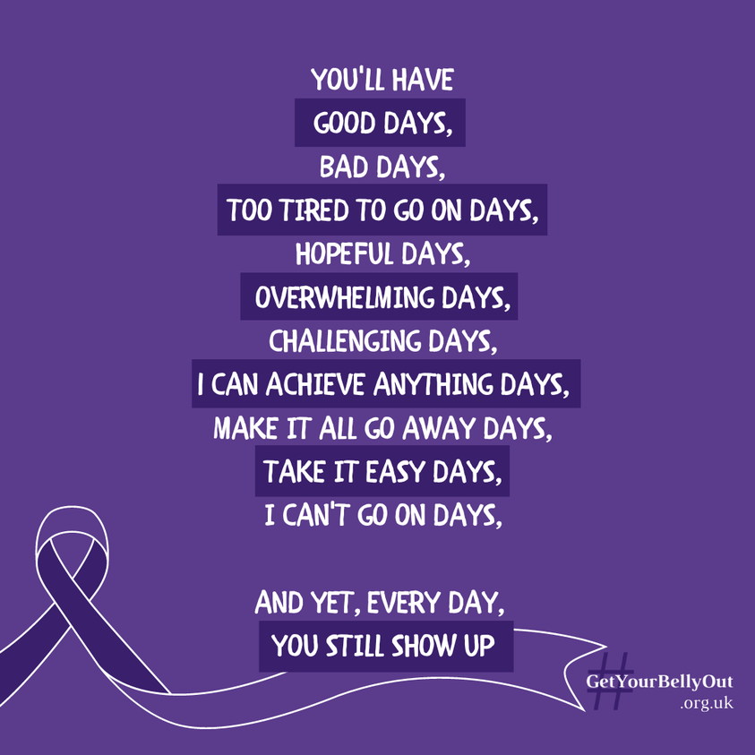 GetYourBellyOut's tweet photo. Take things one day at a time.
#Crohns #Colitis #IBD #GetYourBellyOut https://t.co/y9HIFl6usg
