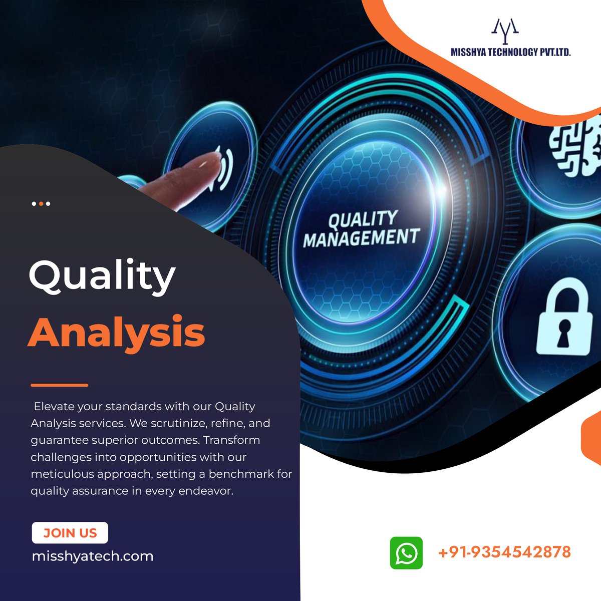 misshyatech's tweet image. Ensuring perfection is not just a goal, but our commitment at Missyha Technology! 🌟 Dive into a world of precision with our Quality Analysis expertise. Elevate your digital experience! #MissyhaTech #QualityAnalysis #DigitalPrecision 🚀🔍