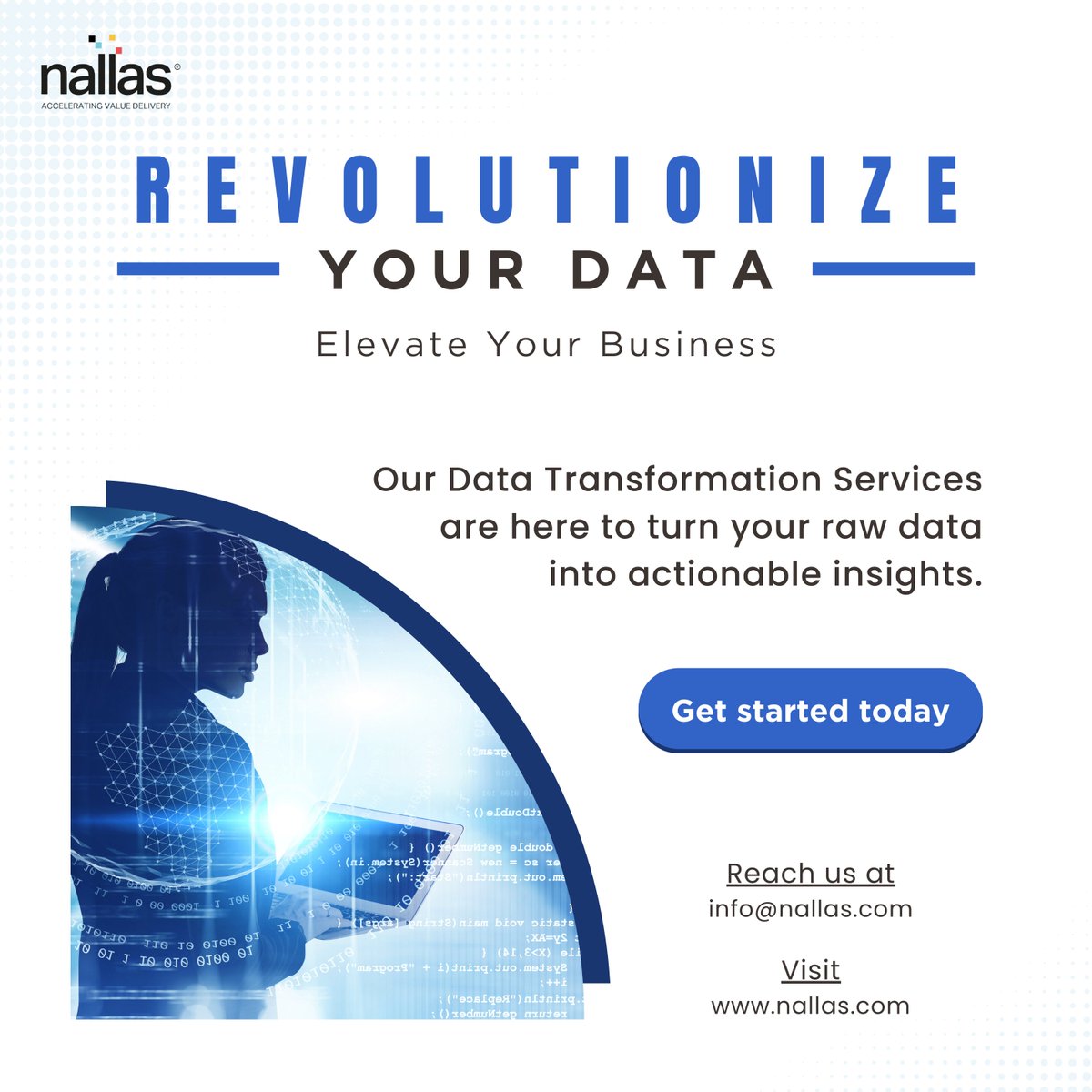 NallasCorp's tweet image. Providing innovative solutions for your evolving requirements, we turn data challenges into opportunities. Elevate your data game with Nallas 

Find more: nallas.com/data-transform… 

#DataTransformation #TransformWithData #Nallas #DataEngineering #CloudEngineering