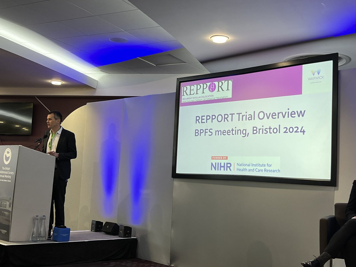 Vipul Mandalia (@vmandaliaknee) on Twitter photo NIHR funded trial comparing physiotherapy to surgical treatment of recurrent patella instability. Andy Metcalfe leading this very important study run by the Warwick CTU. Study summarised at BPFS annual meeting today. <a href="/AndyMetOrtho/">Andy Metcalfe</a> #bpfs2024 NIHR funded trial comparing physiotherapy to surgical treatment of recurrent patella instability. Andy Metcalfe leading this very important study run by the Warwick CTU. Study summarised at BPFS annual meeting today. <a href="/AndyMetOrtho/">Andy Metcalfe</a> #bpfs2024