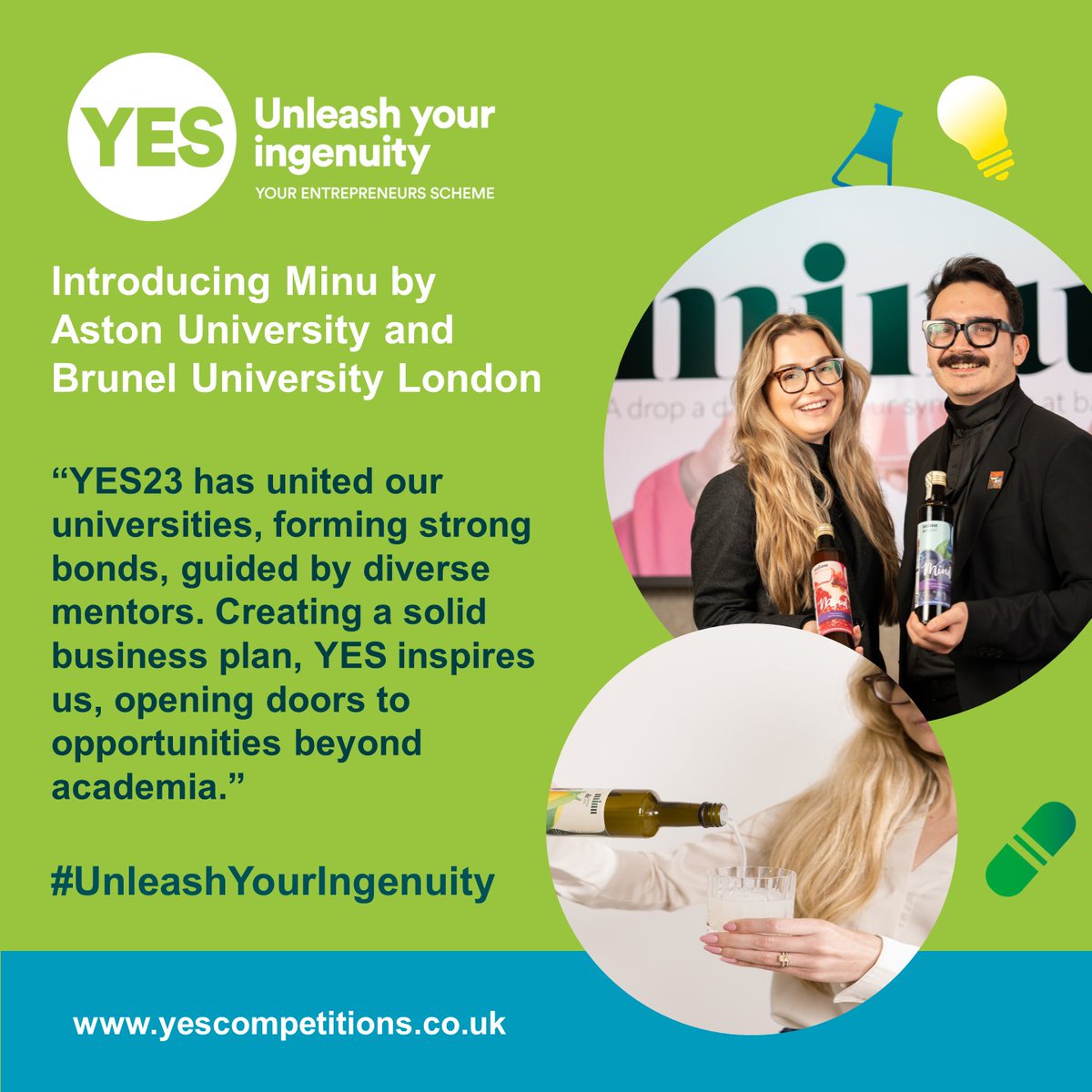 Meet the phenomenal finalists from <a href="/AstonUniversity/">Aston University</a> &amp; <a href="/Bruneluni/">Brunel University of London</a> - Team Minu! 🚀 A shining beacon in #YES23! 🌟 United across universities - cultivating enduring friendships, blending strengths for a common goal.

💚#unleashyouringenuity #phd #transferableskills #KE #foodanddrink