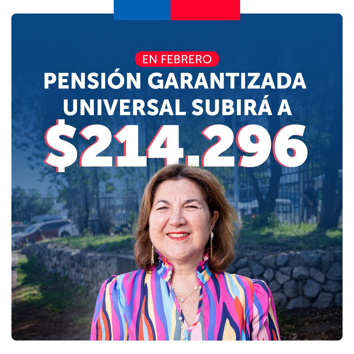 El próximo 1 de febrero, la Pensión Garantizada Universal alcanzará los $214.296. Un alza de 3,9% que beneficiará a más de 2.400.000 personas 🙌🏼 Seguimos trabajando por #MejoresPensiones para Chile 🇨🇱