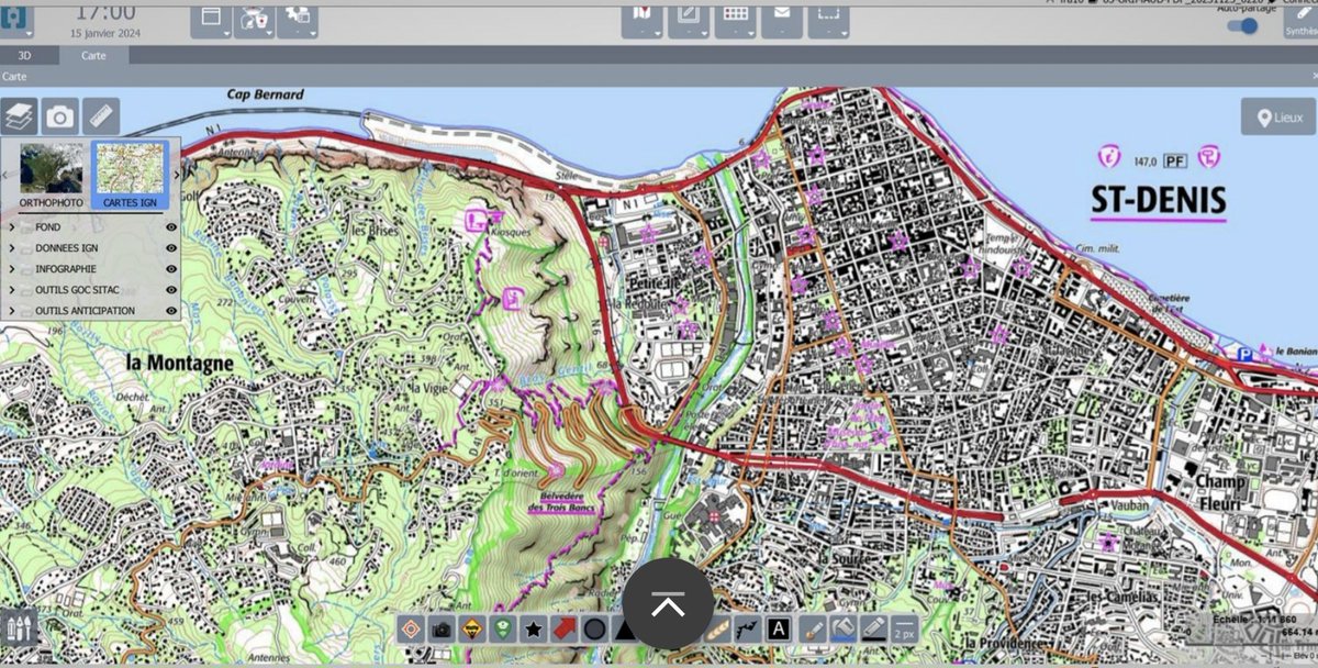 A la demande du <a href="/cezocsud/">CeZOC Sud</a>, <a href="/EntenteValabre/">VALABRE</a> a fourni un lot d'appui cartographique (SOP #CrimsonTactic, cartes numériques et papiers) au détachement USAR FRA10 parti en renfort à #LaRéunion #cyclone #Belal.