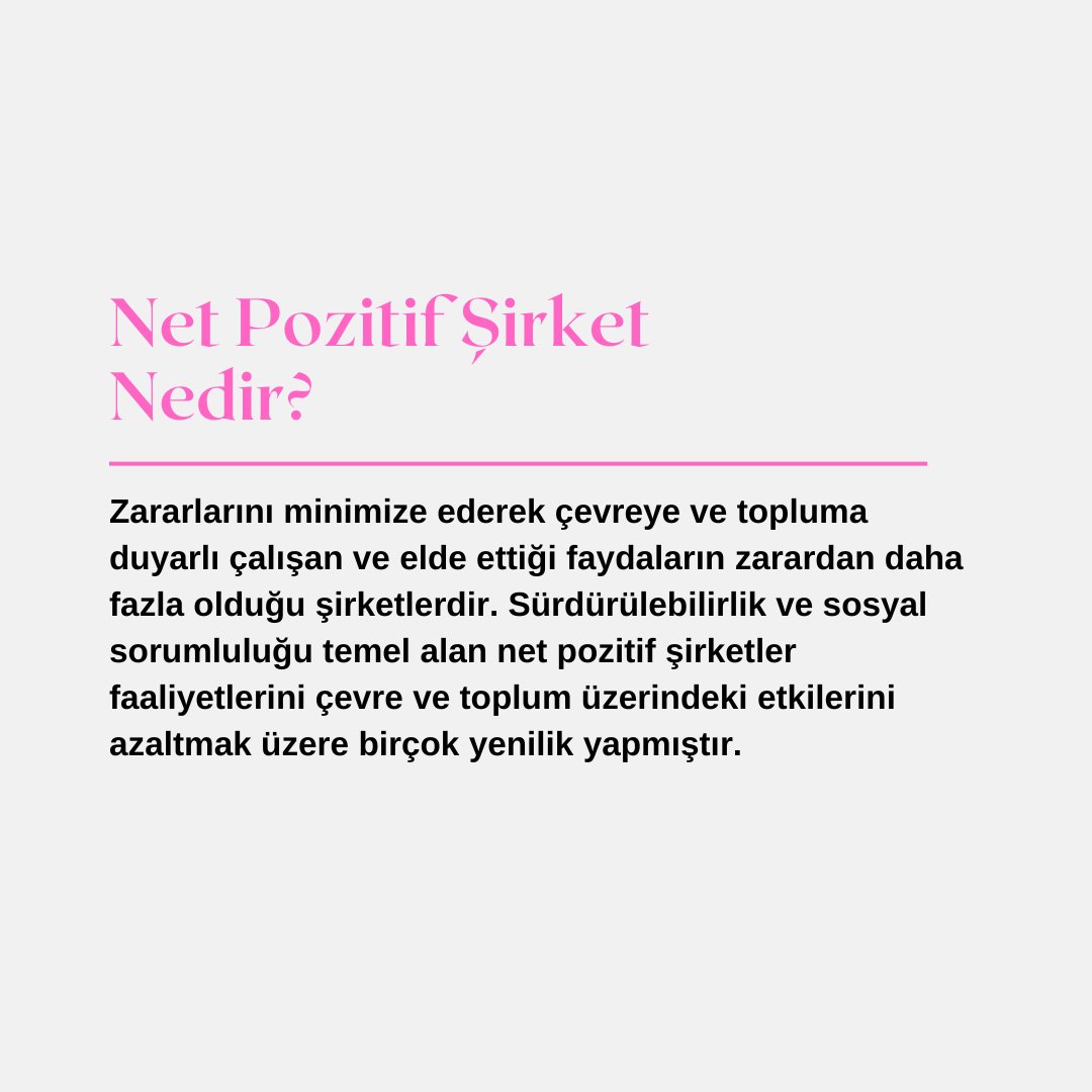 cobirebir's tweet photo. 🏷 Net Pozitif Șirket Nedir?
Sürdürülebilirlik ve sosyal sorumluluğu temel alan ve zararlarını minimize ederek çevreye ve topluma duyarlı çalışan ve elde ettiği faydaların zarardan daha fazla olduğu şirketlerdir.
#cobirebir #Sürdürülebilirİş #ÇevreDostuŞirketler #NetPozitif https://t.co/11Pd16Fx3q