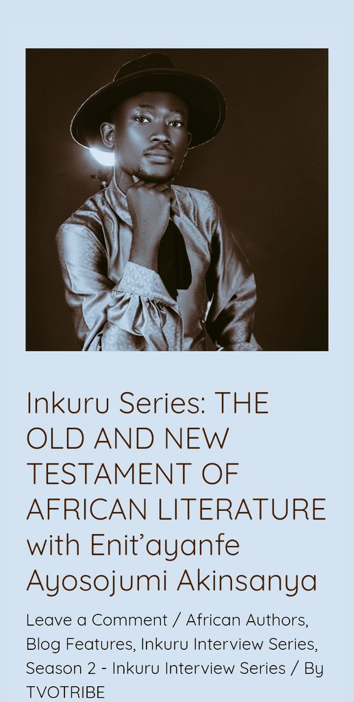 OsumareAyomi's tweet image. Privileged to be among the four believed-strong literary voices on the continent interviewed by @tvotribe. Here,@AyeEcho & I discussed “old and new African literature” while quoting @NzubeNlebedim,referring to @ErnestOgunyemi's diatribes & calling out queer African deities.🌞🌈