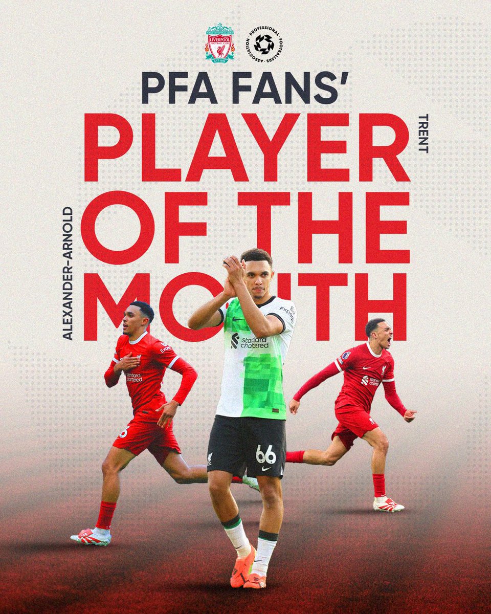 ⚠️🚨 عــــاجــل ورســــمـــيًــا |

ــــــ ترينت أليكساندر أرنولد أفضل لاعب في البريميرليغ لـ شهر ديسمبر المُقدمة من رابطة اللاعبين المحترفين. 

🔴🔴🔴🔴🔴
✅✅✅✅✅